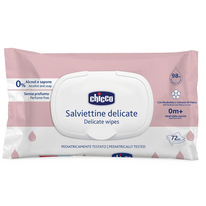 CHICCO - Dětské vlhčené utěrky Delicate s heřmánkem 72 ks