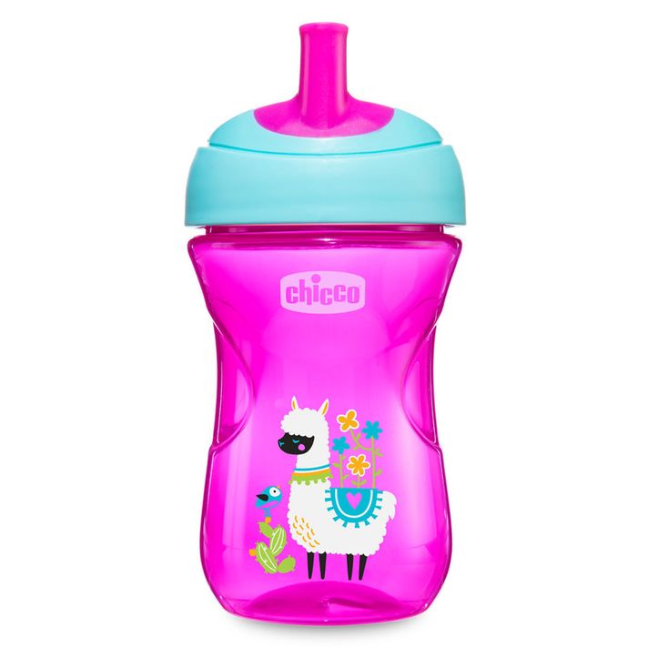 CHICCO - Hrneček Chicco Pokročilý s brčkem 266 ml, růžový 12m +