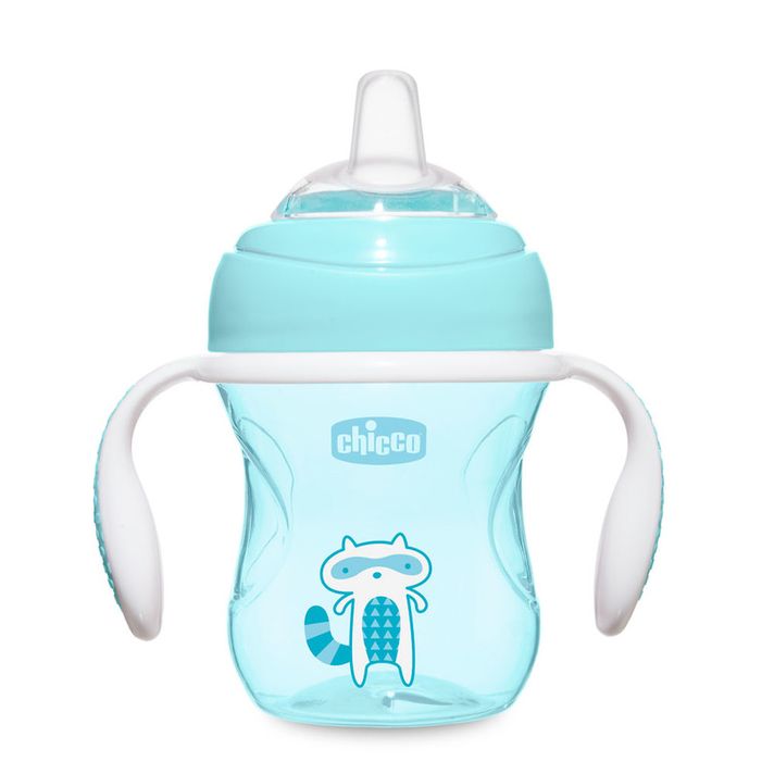 CHICCO - Hrneček Chicco Učíme se s držadly 200 ml, modrý, 4m +