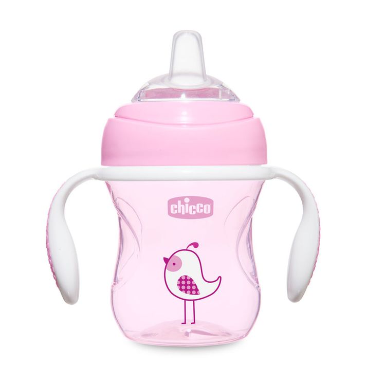 CHICCO - Hrneček Chicco Učíme se s držadly 200 ml,růžový, 4m +