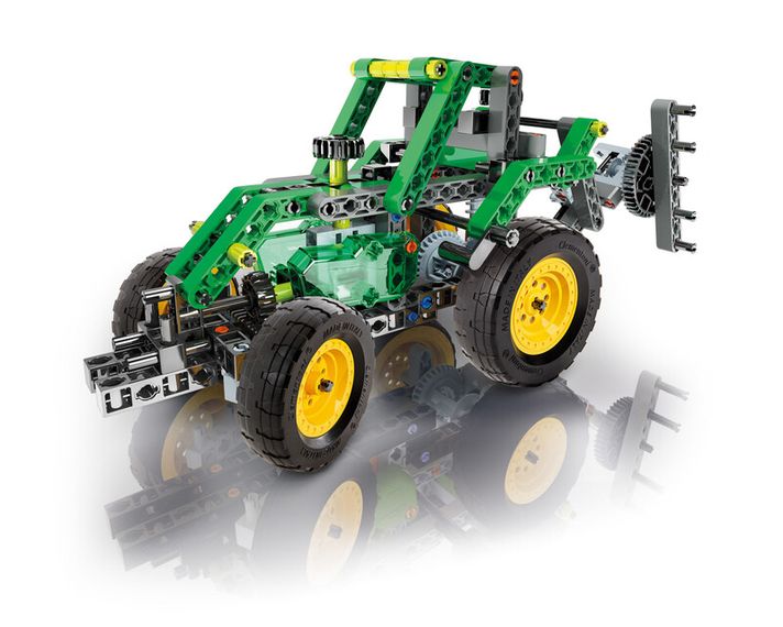 CLEMENTONI - Mechanická laboratoř - Farmářský traktor, 10 modelů, 200 dílků