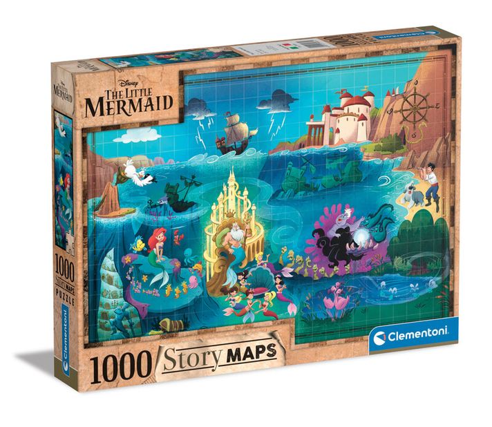 CLEMENTONI - Puzzle 1000 dílků Disney Mapa - Malá mořská víla