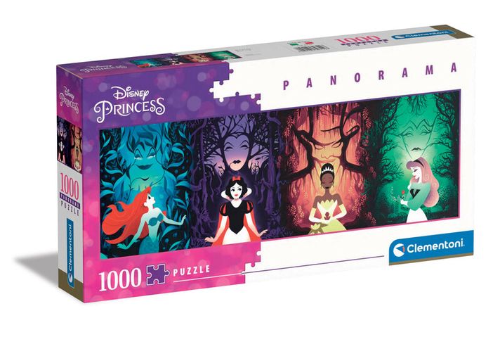 CLEMENTONI - Puzzle 1000 dílků panorama - Disney princezny