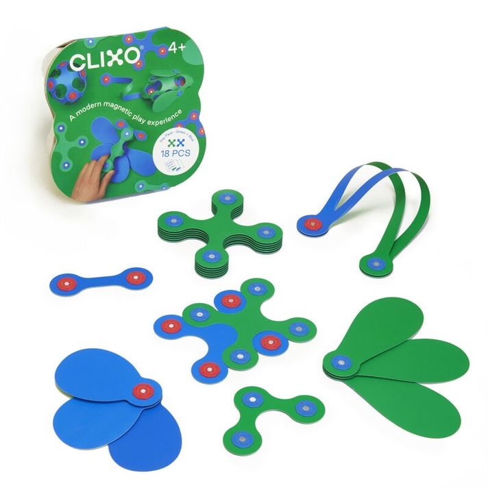 CLIXO - Itsy Green & Blue - magnetická stavebnice 18 kusů