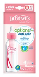 DR.BROWNS - Láhev antikolik Options+ úzká 2x250ml plast růžová (SB82305)