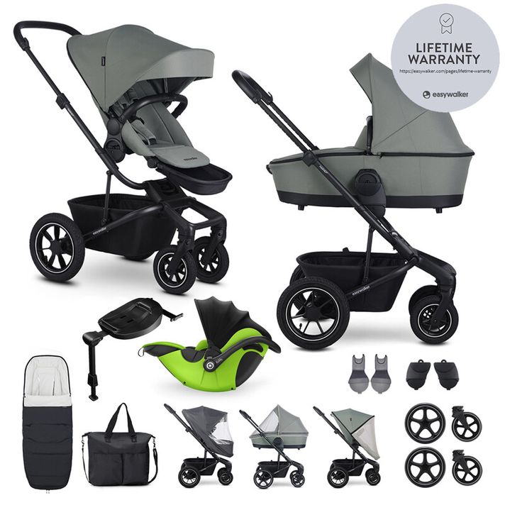 EASYWALKER - Kočárek kombinovaný Harvey? Agave Green XXL AIR + KIDDY Evoluna i-size 2 + základna