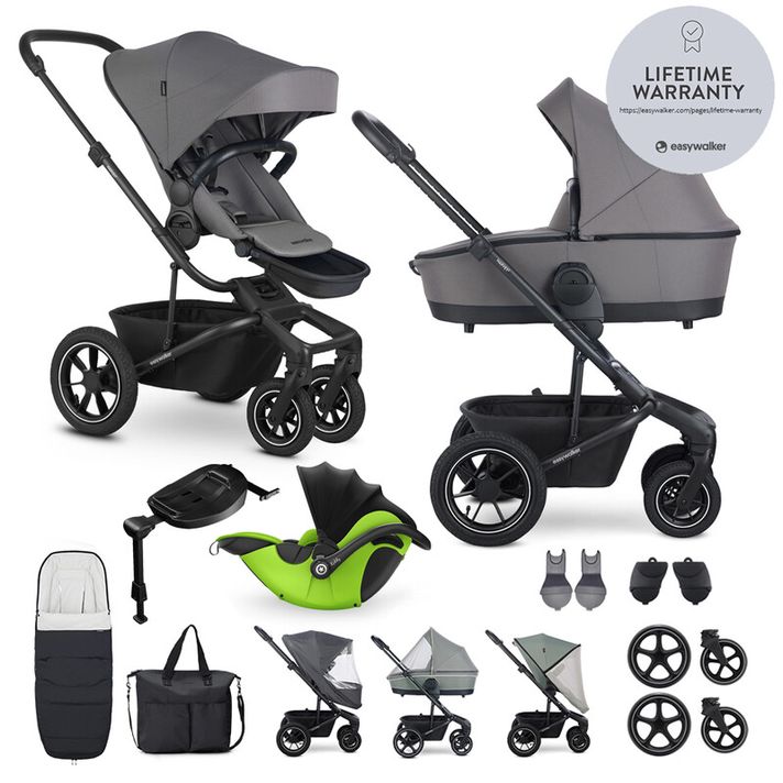 EASYWALKER - Kočárek kombinovaný Harvey? Pebble Grey XXL AIR + KIDDY Evoluna i-size 2 + základna