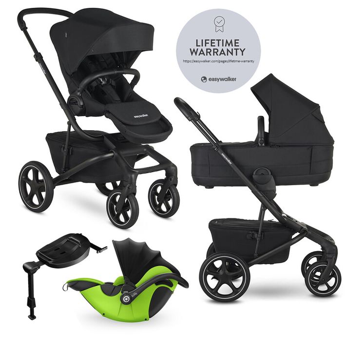 EASYWALKER - Kočárek kombinovaný Jimmey 2v1 Pepper Black LITE RWS + KIDDY Evoluna i-size 2 + základna