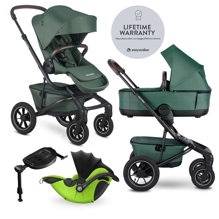 EASYWALKER - Kočárek kombinovaný Jimmey 2v1 Pine Green LITE AIR + KIDDY Evoluna i-size 2 + základna