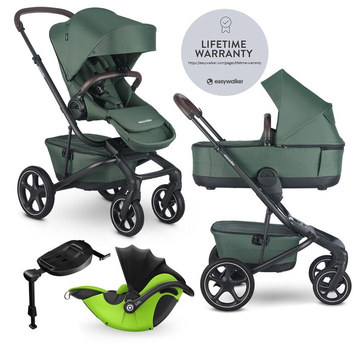 EASYWALKER - Kočárek kombinovaný Jimmey 2v1 Pine Green LITE RWS + KIDDY Evoluna i-size 2 + základna