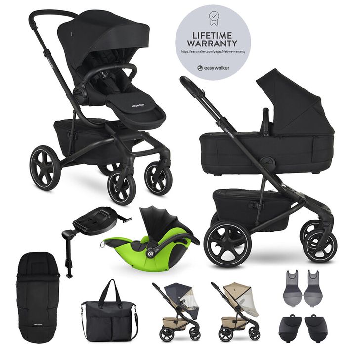 EASYWALKER - Kočárek kombinovaný Jimmey Pepper Black XXL RWS + KIDDY Evoluna i-size 2 + základna