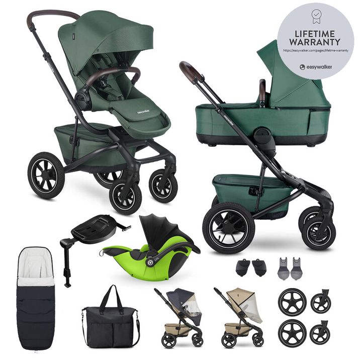 EASYWALKER - Kočárek kombinovaný Jimmey Pine Green XXL AIR + RWS + KIDDY Evoluna i-size 2 + základna