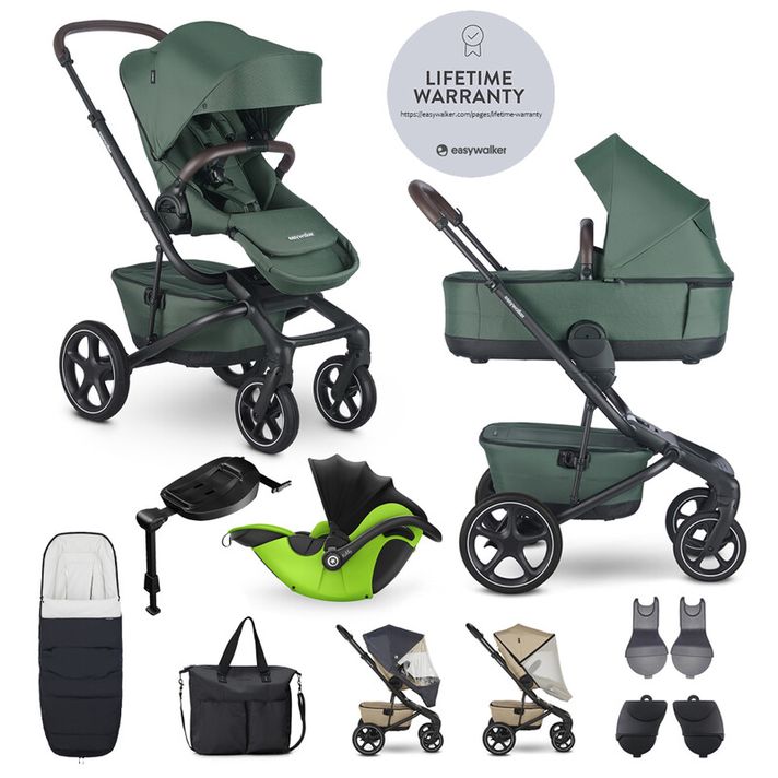 EASYWALKER - Kočárek kombinovaný Jimmey Pine Green XXL RWS + KIDDY Evoluna i-size 2 + základna