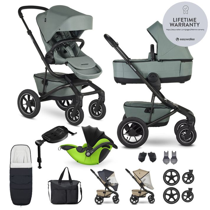 EASYWALKER - Kočárek kombinovaný Jimmey Thyme Green XXL AIR + RWS + KIDDY Evoluna i-size 2 + základna