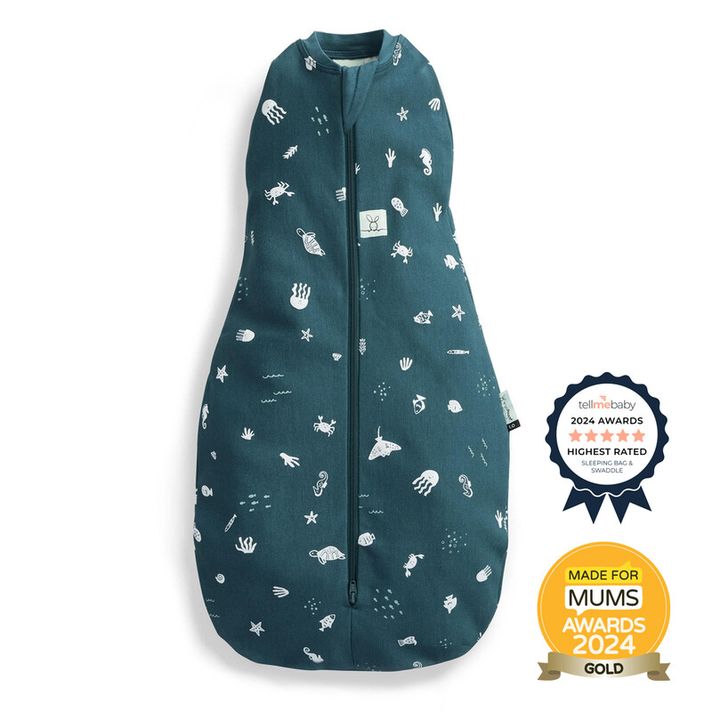 ERGOPOUCH - Zavinovačka a pytel na spaní 2v1 Cocoon Ocean 0-3 m, 3-6 kg, 0,2 tog