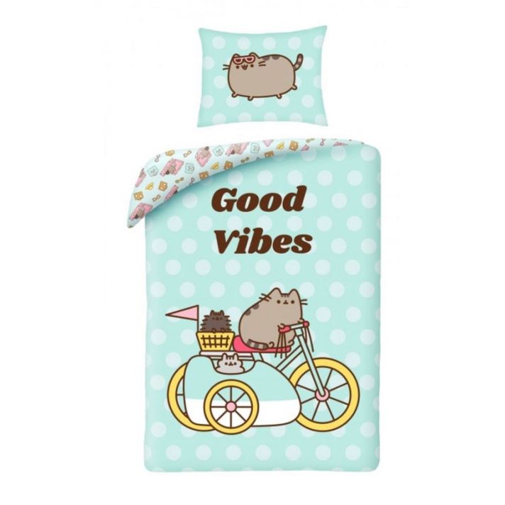 HALANTEX - Bavlněné povlečení PUSHEEN Good Vibes, 140/200+70/90, PUS275BL