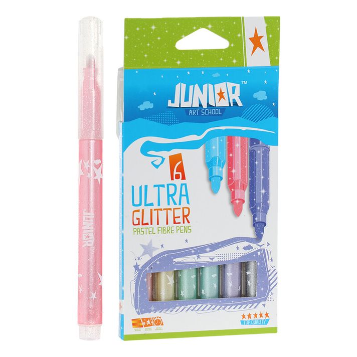 JUNIOR-ST - Fixy JUNIOR ultra glitter pastelové barvy - sada 6 ks