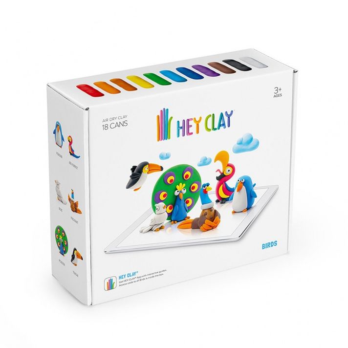 KIDS LICENSING - HEY CLAY Kreativní modelovací souprava - Ptáci (18 kusů modelovací hmoty)