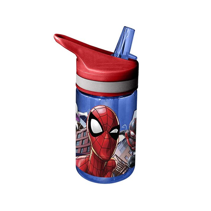 KIDS LICENSING - Plastová láhev s výsuvnou brčkem SPIDERMAN, 400ml, SP16031