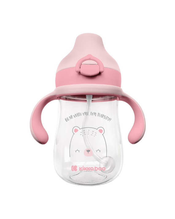 KIKKABOO - Hrnek se silikonovým pítkem 300ml 6m+ Bear with me Pink