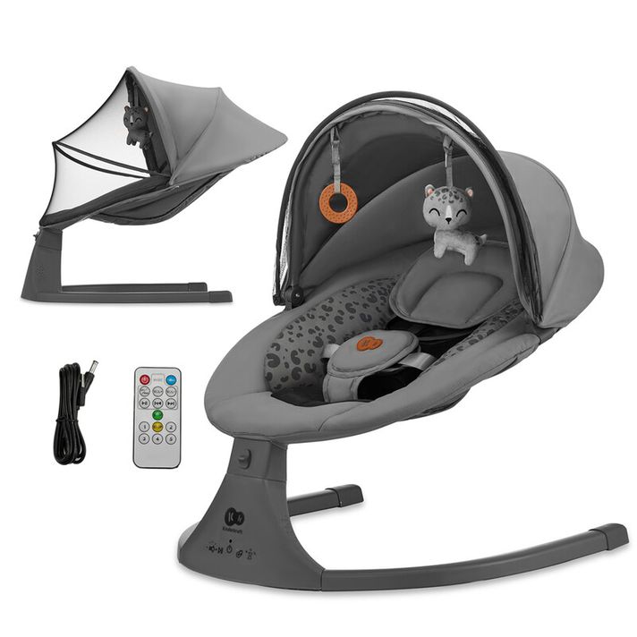 KINDERKRAFT - Lehátko houpací s melodií 2v1 Lumi, do 9 kg, Premium Dark grey