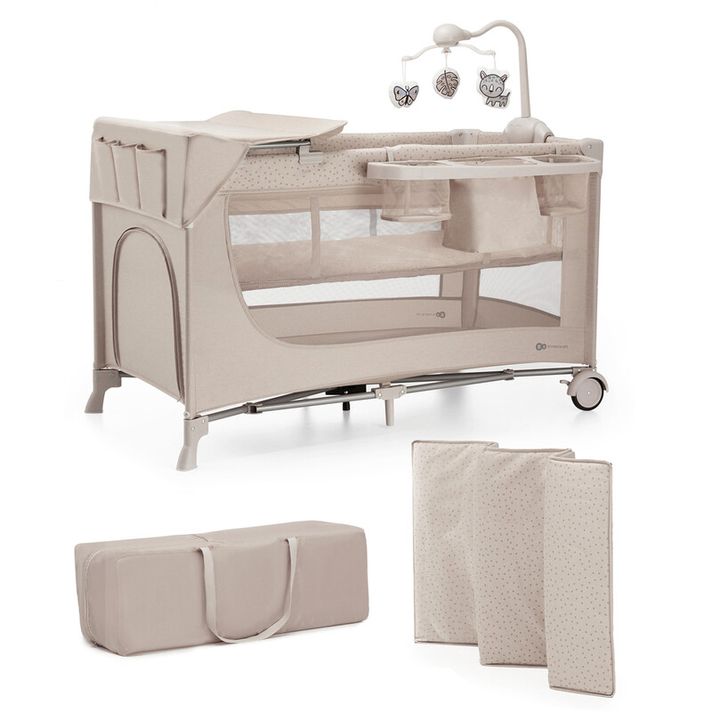 KINDERKRAFT - Postýlka cestovní Joy 2 s doplňky Beige