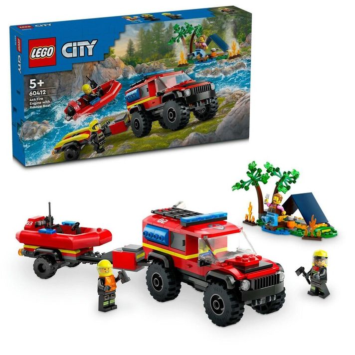 LEGO -  City 60412 Hasičské auto 4x4 a záchranný člun