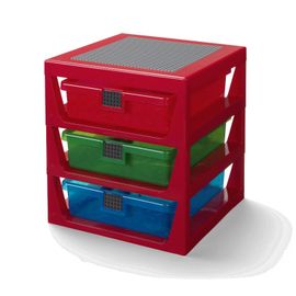 LEGO STORAGE - organizér se třemi zásuvkami - červená