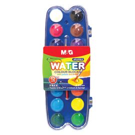M&G - Barvy vodové 14 barev (30 mm) + paletka a štětec