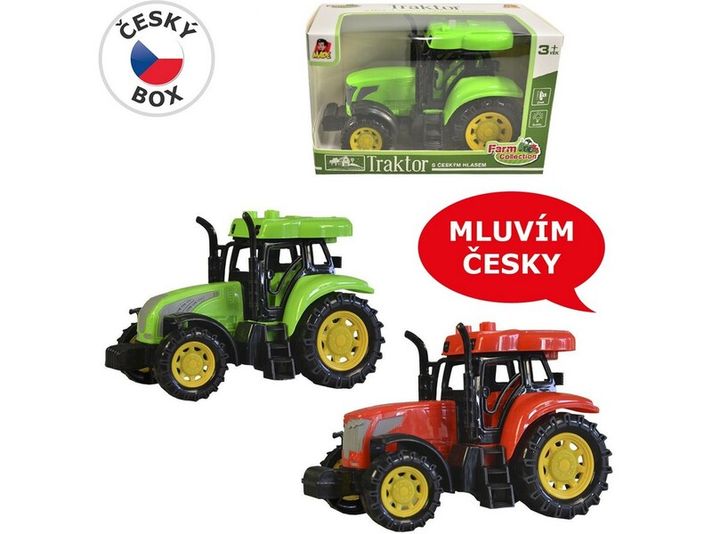 MADE - Traktor s českým hlasem, světlo zvuk, na setrvačník, 14 cm, Mix Produktů