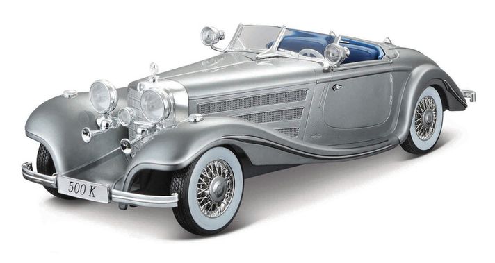 MAISTO - 1936 Mercedes-Benz 500 K Typ Specialroadster, metal šedá, 1:18