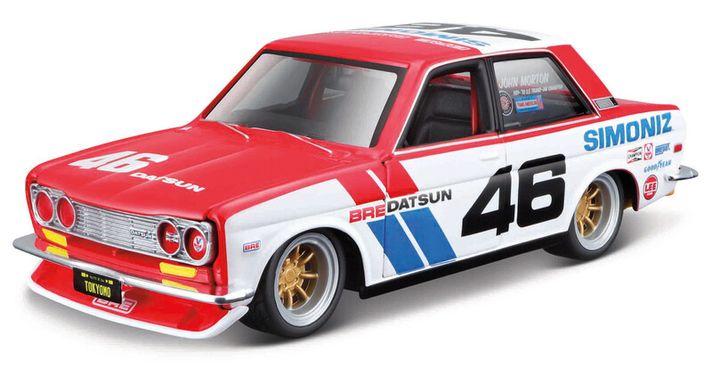 MAISTO - Design Tokyo Mods - BRE Datsun 510, červeno-bílá s číslem 46, 1:24