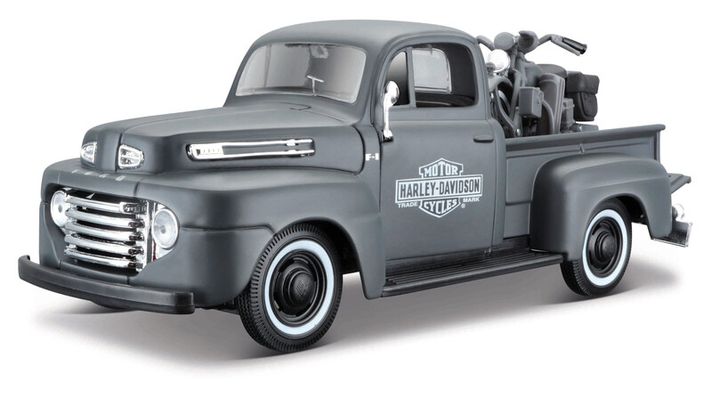 MAISTO - Harley-Davidson Custom, 1948 Ford F-1 Pickup + 1:24 1942 WLA Flathead, 1:24