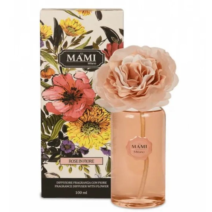 MAMI MILANO - Rose in Fiore - Růže v Rozkvětu, Luxusní květinový difuzér, 100ml