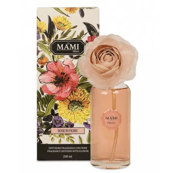 MAMI MILANO - Rose in Fiore - Růže v Rozkvětu, Luxusní květinový difuzér, 200ml