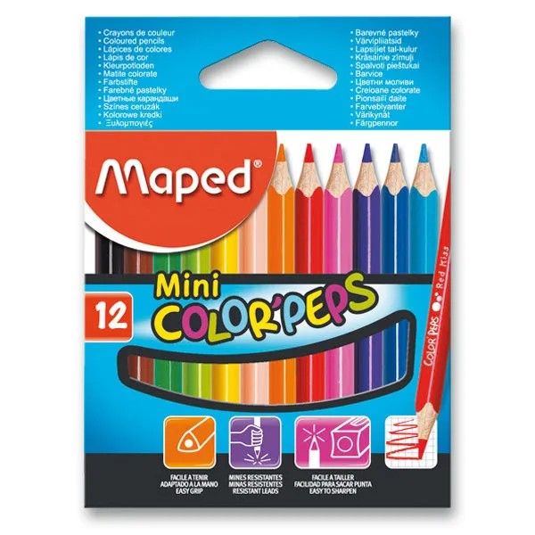 MAPED - 
Pastelky trojhranné "COLOR`PEPS MINI", 12 ks