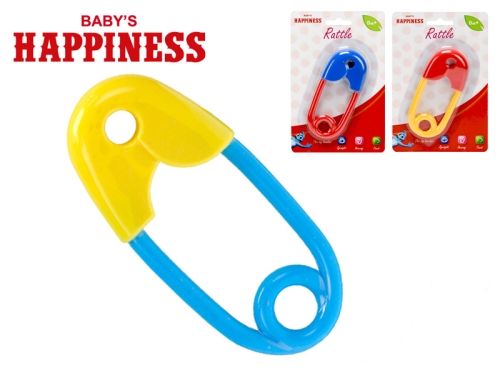 MIKRO TRADING - Chrastítko spínací špendlík 12cm Baby´s Happiness 3barvy 0m+ na kartě