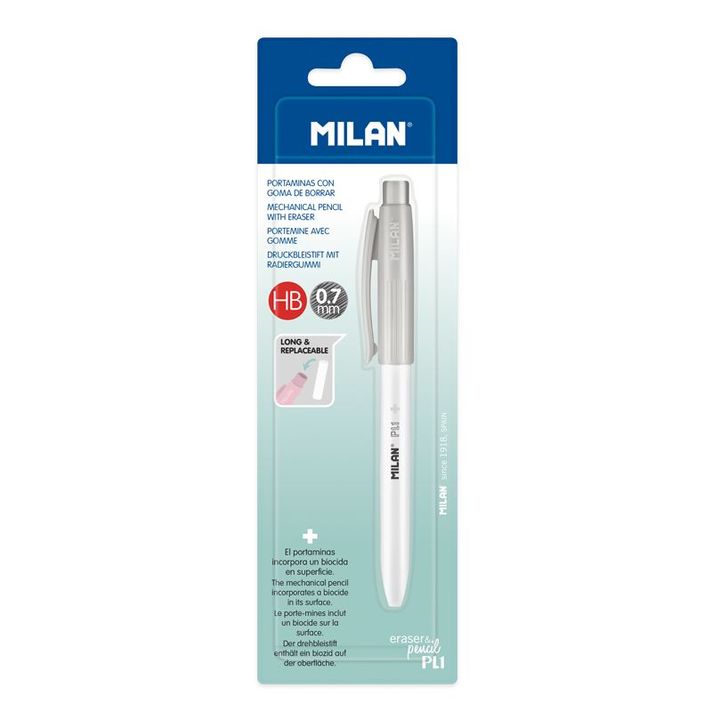 MILAN - Mikrotužka / Pentelka PL1 Antibacterial HB 0,7 mm - šedá, blistr