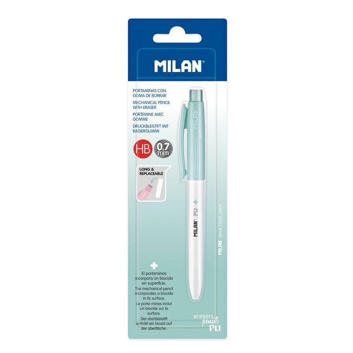 MILAN - Mikrotužka / Pentelka PL1 Antibacterial HB 0,7 mm - tyrkysová, blistr