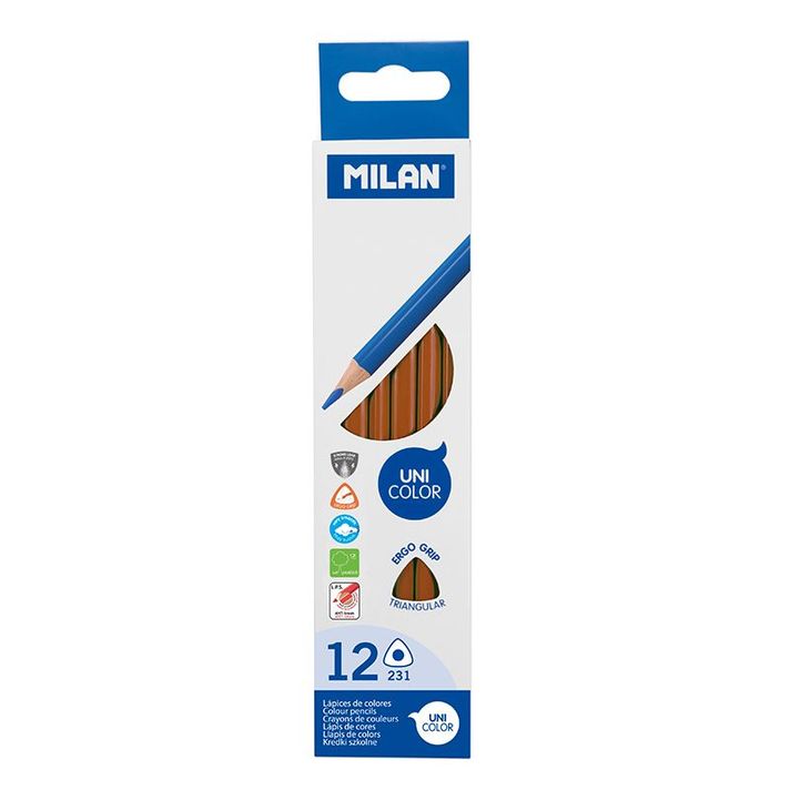 MILAN - Pastelky Ergo Grip trojhranné, Brown