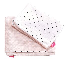 MOTHERHOOD - Povlečení bavlněné mušelínové do postýlky Pro-Washed Pink Squares 2-dílne