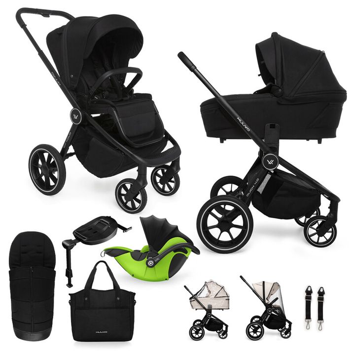 MUUVO  - Kočárek kombinovaný Quick 4.0 Classic black set 2v1 + KIDDY Evoluna i-size 2 + základna