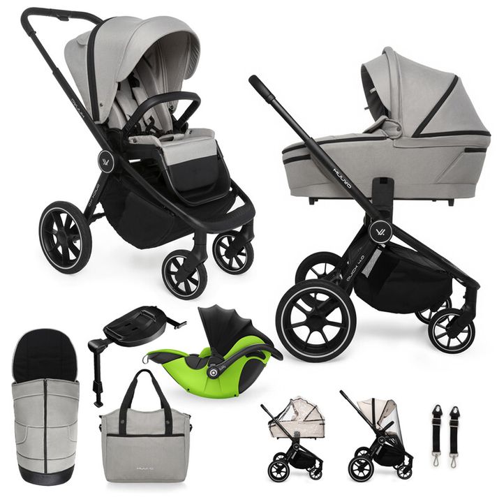 MUUVO  - Kočárek kombinovaný Quick 4.0 Steel grey set 2v1 + KIDDY Evoluna i-size 2 + základna