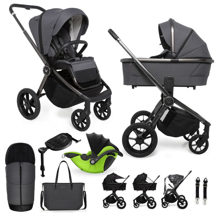 MUUVO  - Kočárek kombinovaný Quick SE 2 Diamond graphite set 2v1 + KIDDY Evoluna i-size 2 + základna