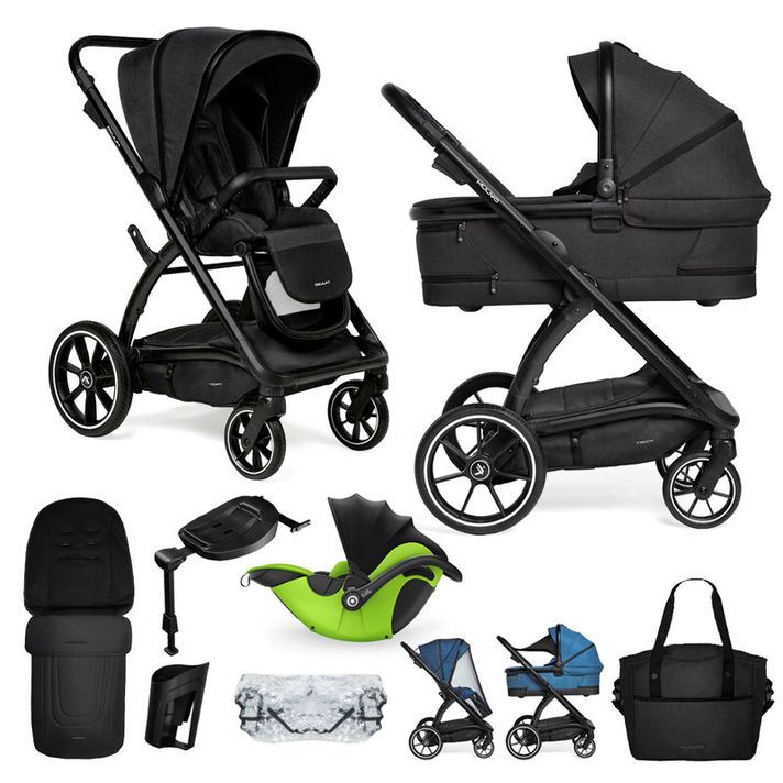 MUUVO  - Kočárek kombinovaný Trick set 2v1 Jet black + KIDDY Evoluna i-size 2 + základna