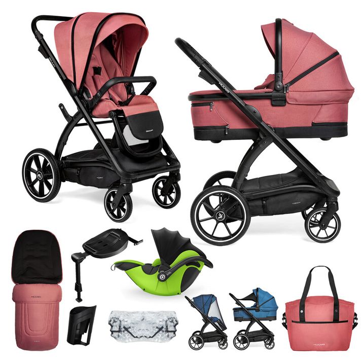 MUUVO  - Kočárek kombinovaný Trick set 2v1 Pure pink + KIDDY Evoluna i-size 2 + základna