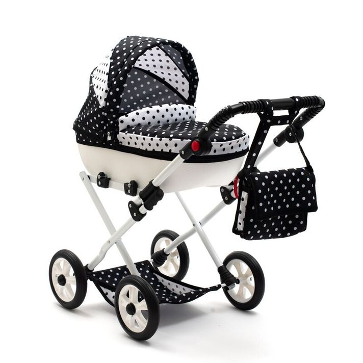 NEW BABY - Dětský kočárek pro panenky COMFORT bílo-černý