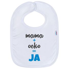 NEW BABY - Dětský bryndáček máma+táta=JÁ modrý