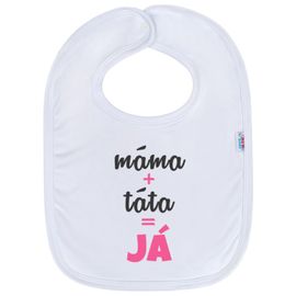 NEW BABY - Dětský bryndáček máma+táta=JÁ růžový