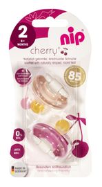 NIP - CHERRY šidítko kaučuk,6m+,2ks,red/pink